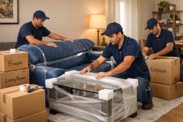 مشهد واقعي لفريق تغليف داخل منزل بالفيحاء