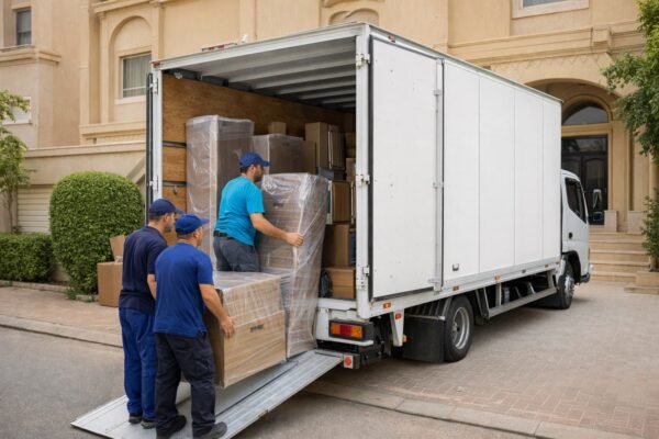 تحميل الأثاث داخل شاحنة نقل عفش في صباح السالم بالكويت