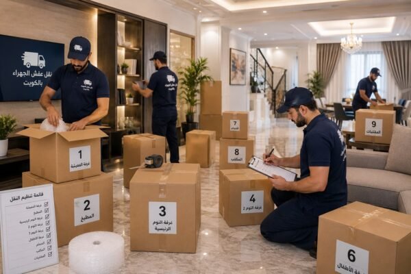 صناديق نقل منظمة داخل منزل بالجهراء