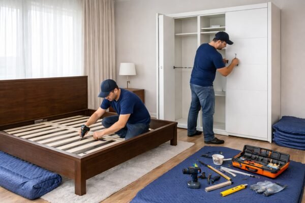 تركيب سرير ودولاب بعد نقل عفش الصوابر