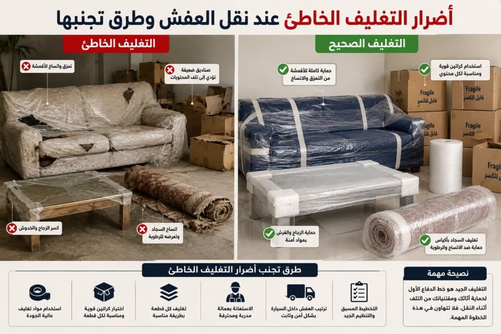 أضرار التغليف الخاطئ للعفش